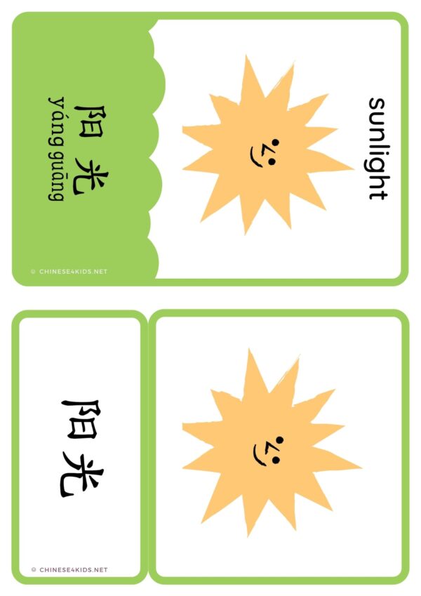 Earth Day Chinese Vocabulary Montessori 3-part flashcards