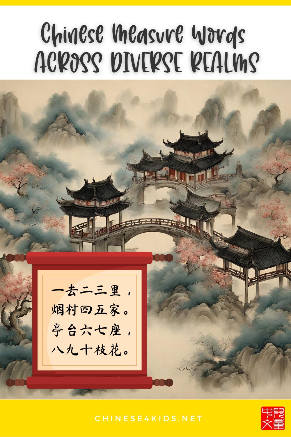 A poem written by Shao Yong shows how measure words are used in the Chinese language. #Chineselanguage #learnChinese #Chinesegrammar #Chineseforkids #Chinesestudents #Chinesepoem #Measurewords #Chinesepoem