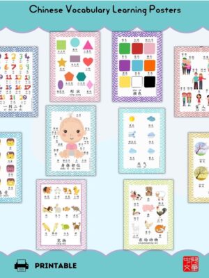 Chinese vocabulary learning poster bundle to help kids learn Chinese basic essential vocabulary better. #Chinese4kids #Chineseposters #Chinesevocabulary #vocabularyposters #Chineselearing #learnChinese #MandarinChinese #visualChinese #Chinesehomeschooling #Chinesedisplay #visualChinese