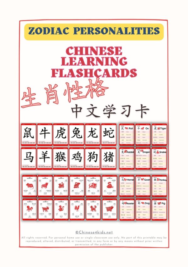 Chinese Zodiac Animal Personality Cards - Digital Printable